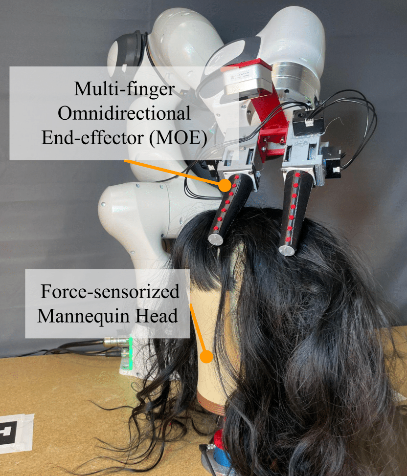 robot touching hair.